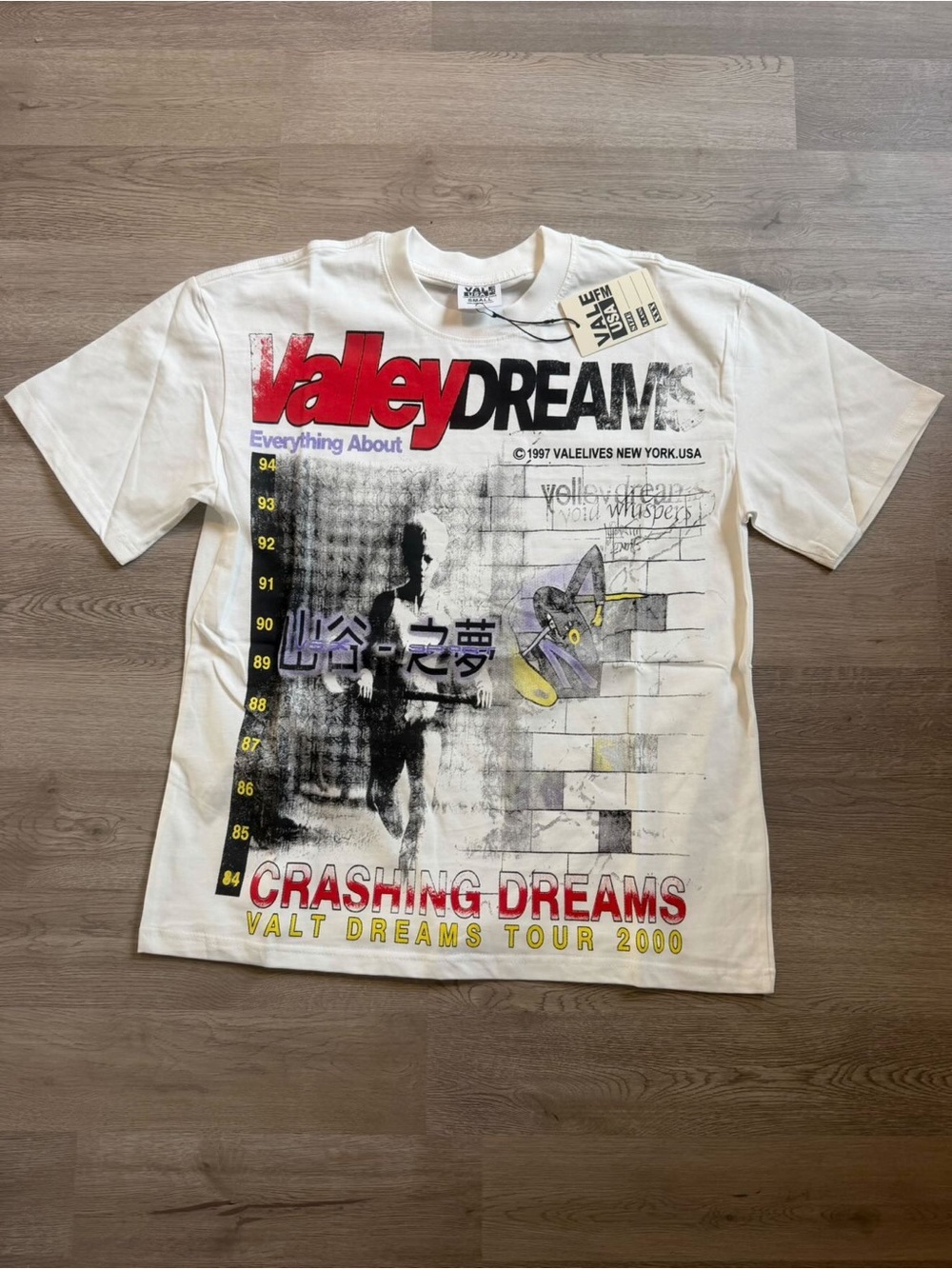 ValeyDREAMS Graphic Tour Tee - White with Red, Black & Yellow Print